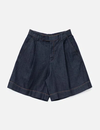 Dhruv Kapoor Light Denim Pleated Shorts In Blue