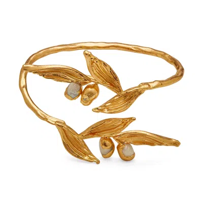 Dhwani Bansal Women's Adjustable Gold Haya Bracelet With Baroque Pearls