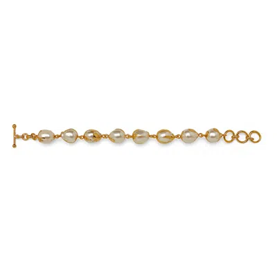 Dhwani Bansal Women's Adjustable Gold Luna Bracelet With Baroque Pearls