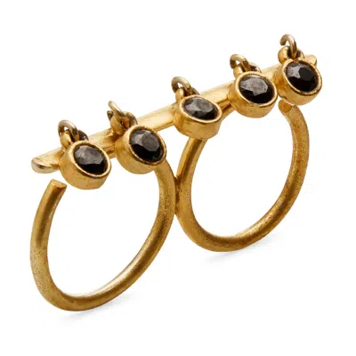 Dhwani Bansal Women's Gold / Black Adjustable Gold Kandi Double Ring