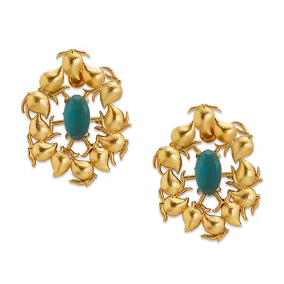 Dhwani Bansal Women's Gold / Blue Gold Keri Earrings With Blue Topaz Glass Gems In Multi