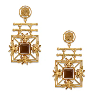Dhwani Bansal Women's Gold / Brown Gold Mori Earrings With Quartz Glass Gems In Multi