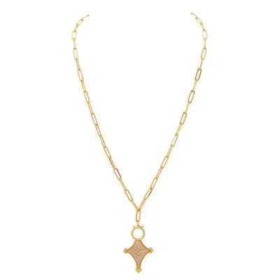 Dhwani Bansal Women's Gold Cruz Necklace With Mother Of Pearl