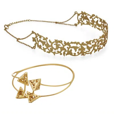 Dhwani Bansal Women's Gold Elysian Filigree Choker And Bracelet Gift Set
