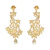 Dhwani Bansal Women's Gold / Green Gold Filigree Mehr Chandelier Earrings With Lemon Quartz In Multi