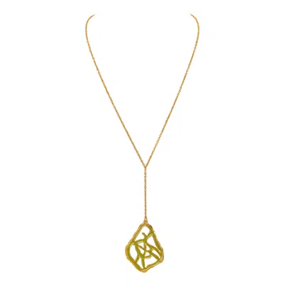 Dhwani Bansal Women's Gold / Green Gold Tala Pendant With Enamel In Multi
