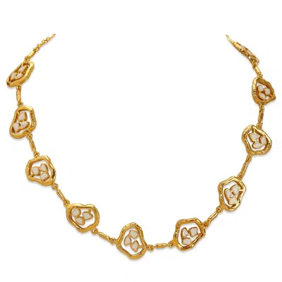 Dhwani Bansal Women's Gold / Green / White Terra Choker With Enamel - Gold