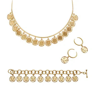Dhwani Bansal Women's Gold Inka Necklace, Bracelet And Midi Rings Gift Set