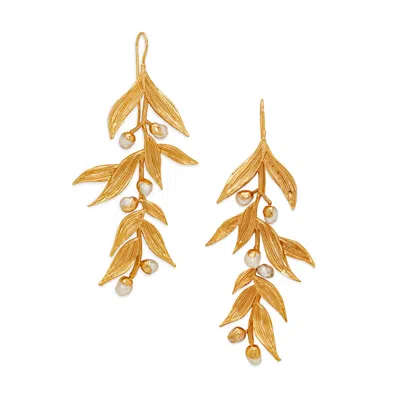 Dhwani Bansal Women's Gold Isaro Chandelier Earrings With Baroque Pearls