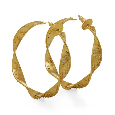 Dhwani Bansal Women's Gold Kali Hoops With Zirconia