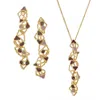 Dhwani Bansal Women's Gold / Pink / Purple Gold And Enamel Gaia Necklace And Earrings Gift Set