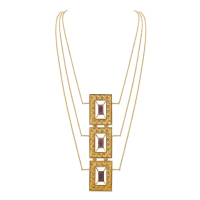 Dhwani Bansal Women's Gold / Purple Gold Layered Kamel Necklace With Amethyst Glass Gems