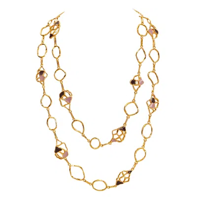 Dhwani Bansal Women's Gold / Purple Gold Miva Layered Necklace With Enamel