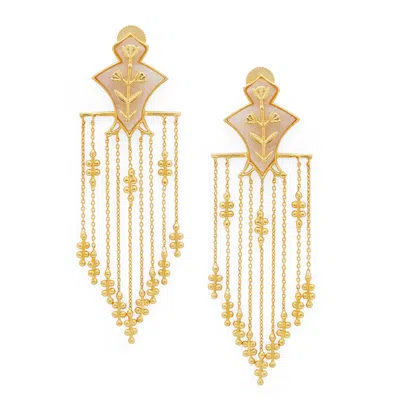 DHWANI BANSAL WOMEN'S GOLD SERAI CHANDELIER EARRINGS WITH MOTHER OF PEARL