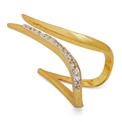 Dhwani Bansal Women's Gold / White Adjustable Gold Sinna Ring With Zirconia In Multi