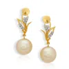 Dhwani Bansal Women's Gold / White Avera Gold And Diamond Earrings With South Sea Pearls In Gold