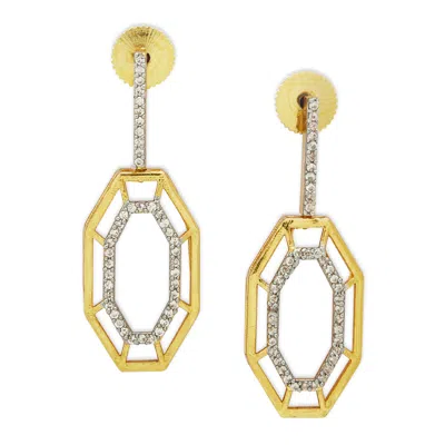 Dhwani Bansal Women's Gold / White Gold Syra Earrings With Zirconia In Multi