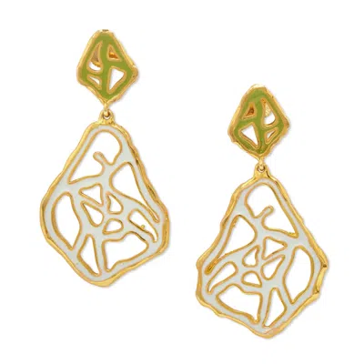 Dhwani Bansal Women's Green / Blue / Gold Gold Tala Earrings With Enamel In Multi