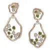 Dhwani Bansal Women's Green / Silver / Blue Silver Terra Drop Earrings With Enamel In Gold