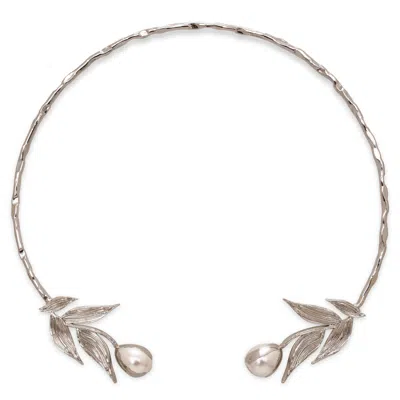 Dhwani Bansal Women's Silver Reva Choker With Baroque Pearls