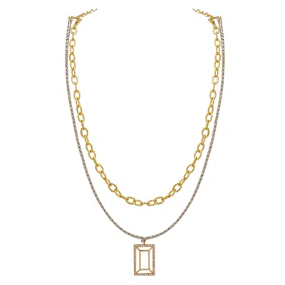 Dhwani Bansal Women's Silver / White / Gold Gold And Silver Vazio Layered Necklace In Multi