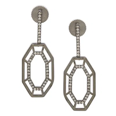 Dhwani Bansal Women's White / Grey Grey Syra Earrings With Zirconia In Gray