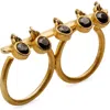 Dhwani Bhansal Kandi Double Ring In Gold Plated