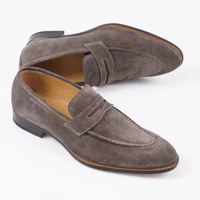 Pre-owned Di Bianco 'amato' Slate Gray Cashmere Calf Suede Loafers 10.5 Eu 43.5 Shoes
