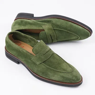 Pre-owned Di Bianco 'amato' Unlined Bonsai Green Cashmere Calf Loafers 9 (eu 42) Shoes