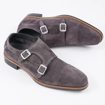 Pre-owned Di Bianco 'isernia' Unlined Gray Calf Suede Monk Strap Us 9.5 (eu 42.5) Shoes