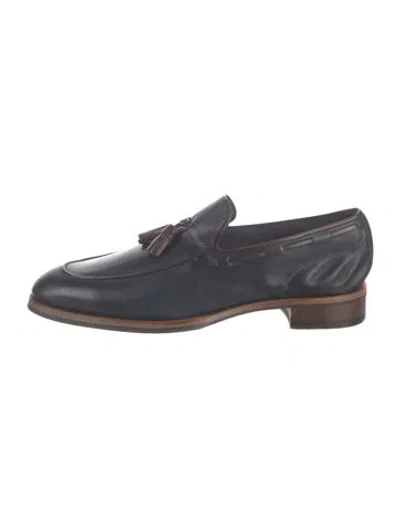 Pre-owned Di Bianco Leather Loafers In Blue