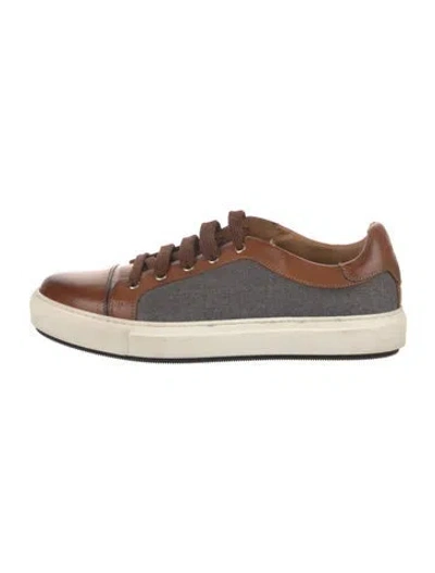 Pre-owned Di Bianco Leather Sneakers In Brown