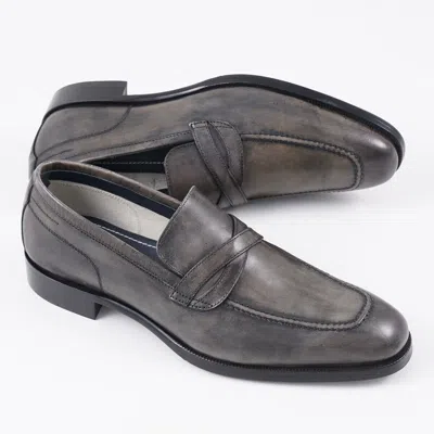Pre-owned Di Bianco 'manzoni' Unlined Gray Calf Leather Loafers Us 12 (eu 45) Shoes
