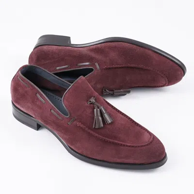 Pre-owned Di Bianco 'napoli' Unlined Plum Burgundy Cashmere Calf Loafers Us 10.5 Shoes In Purple