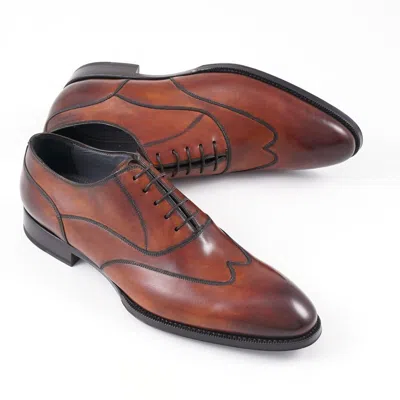 Pre-owned Di Bianco Premium 'barletta' Museum Calf Wingtip Oxford Us 9.5 (eu 42.5) Shoes In Brown