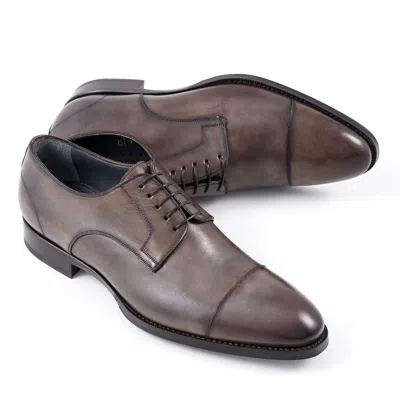 Pre-owned Di Bianco Premium 'monza' Stone Gray Museum Calf Derby Us 10 (eu 43) Shoes