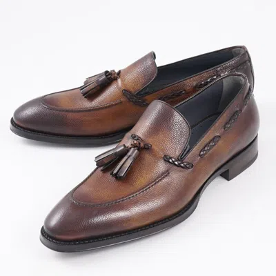 Pre-owned Di Bianco Premium 'varesse' Pebble Grained Leather Loafer Us 11.5 Eu 44.5 Shoes In Brown