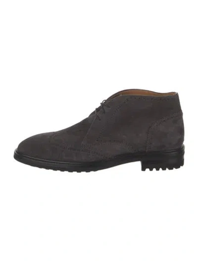 Pre-owned Di Bianco Suede Boots In Grey