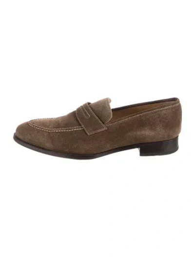 Pre-owned Di Bianco Suede Loafers In Brown