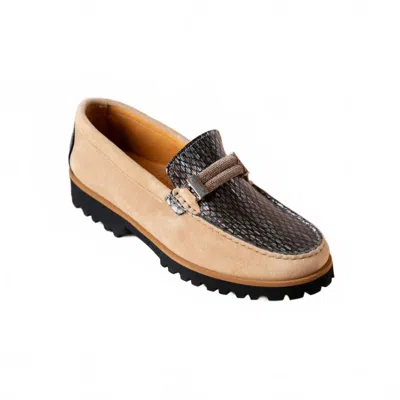 Di Chenzo Women's Sandy Suede With Embossed Leather Trim Loafer In Velour Lino Croc In Multi