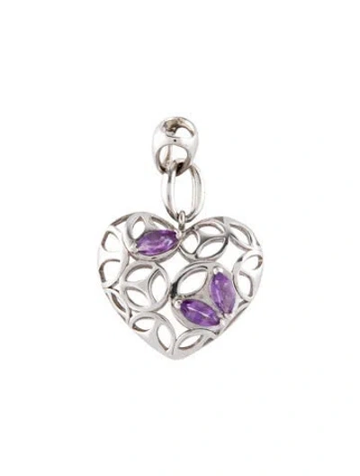 Pre-owned Di Modolo 1.35ctw Amethyst Heart Pendant, 1.75" In Multi