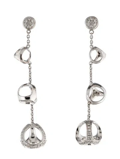 Pre-owned Di Modolo 18k Diamond Triada Drop Earrings In Multicolor
