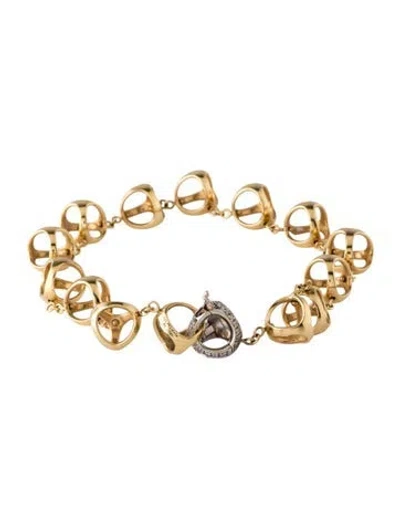 Pre-owned Di Modolo 18k Diamond Triadra Link Bracelet, 7.25" In Multicolor