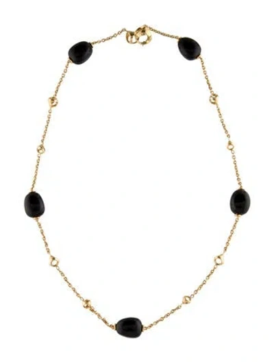 Pre-owned Di Modolo 18k Onyx Triadra Station Necklace, 18" In Multi