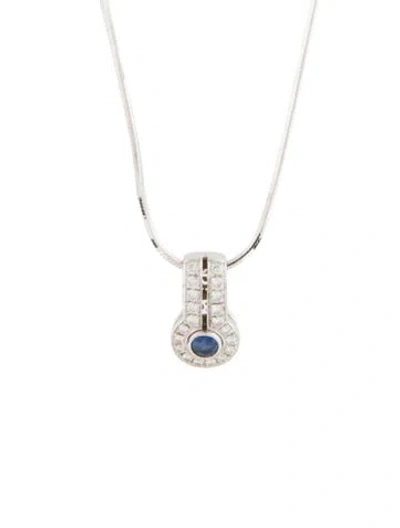 Pre-owned Di Modolo 18k Sapphire & Diamond Pendant Necklace, 16" In Blue