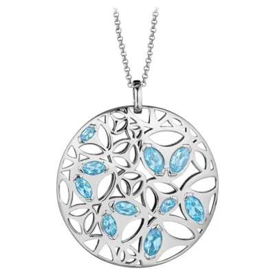 Pre-owned Di Modolo Brand New  Blue Quartz Necklace In Plated Rhodium Msrp 1275