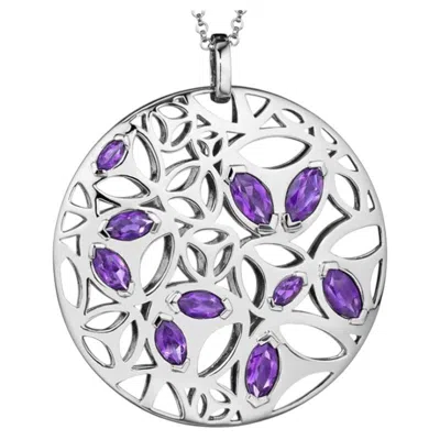 Pre-owned Di Modolo Brand New  Purple Quartz Necklace In Plated Rhodium Msrp 1275