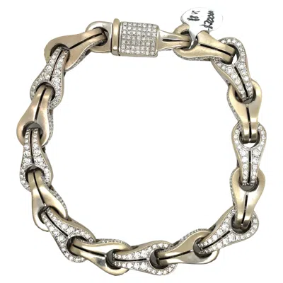 Pre-owned Di Modolo Fiamma Collection 18 Karat White Gold Diamond Link Bracelet 13 Carats