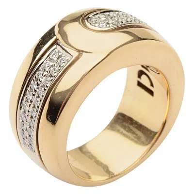 Pre-owned Di Modolo Heavy Diamond Gold Band Ring In Multi
