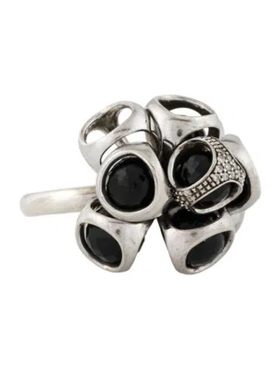 Pre-owned Di Modolo Onyx & Diamond Icona Cluster Cocktail Ring In Multi
